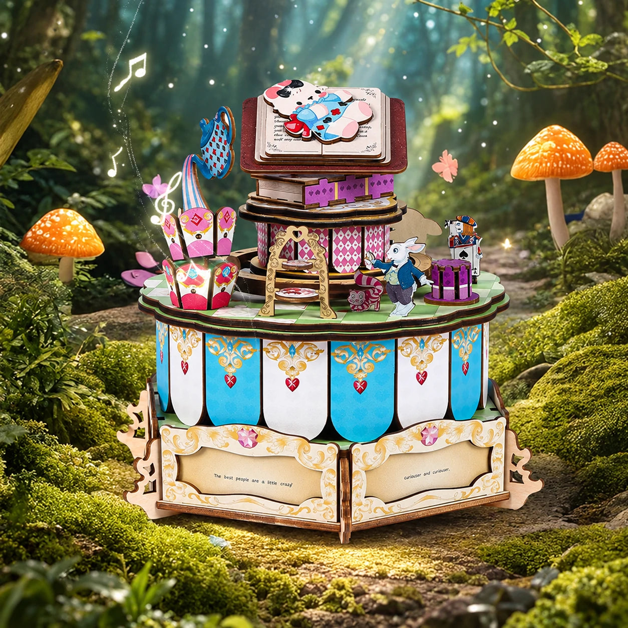 Alice's Wonderland DIY Music Box 3D wooden puzzle in forest setting